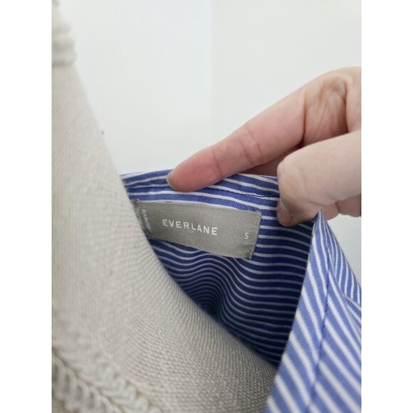 Everlane Cotton Tiered Striped Blue White Sleeveless Midi Maxi Dress S Small - Picture 3 of 13